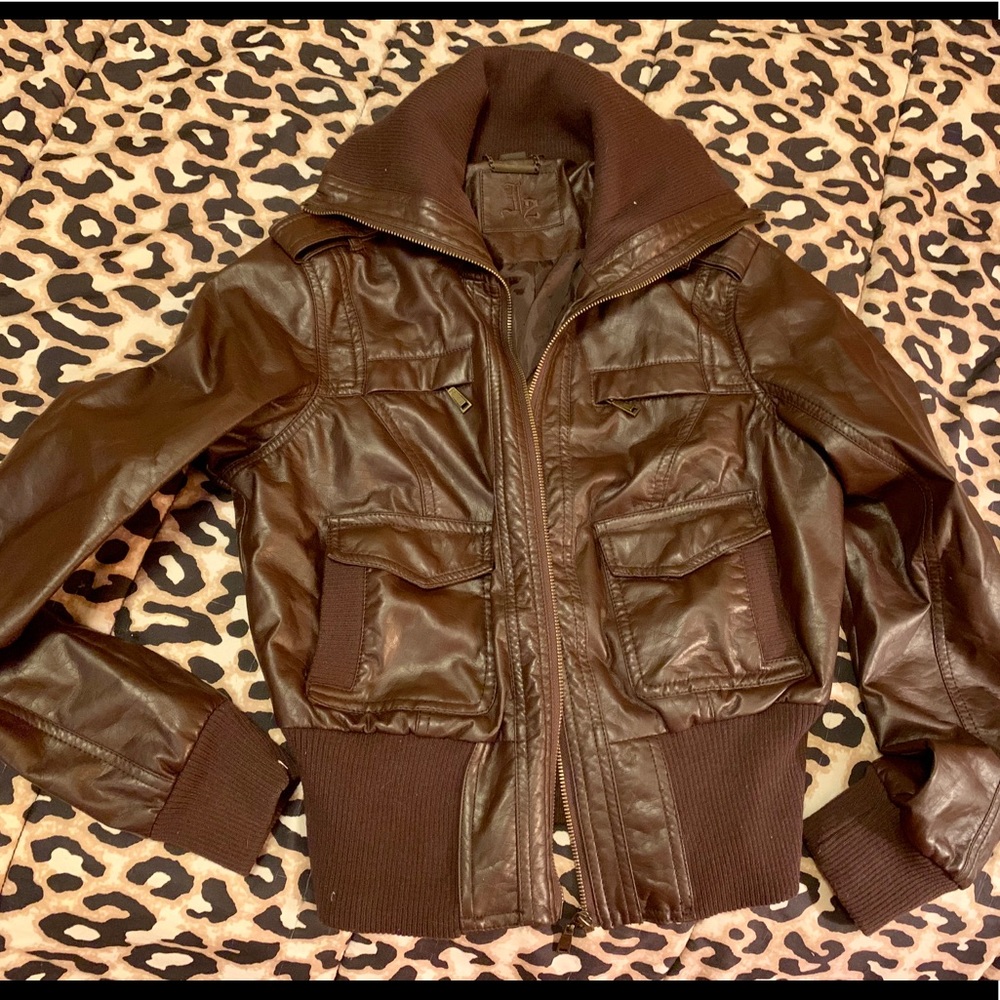 Awesome 70’s Hipster Brown Pleather Jacket Bomber
